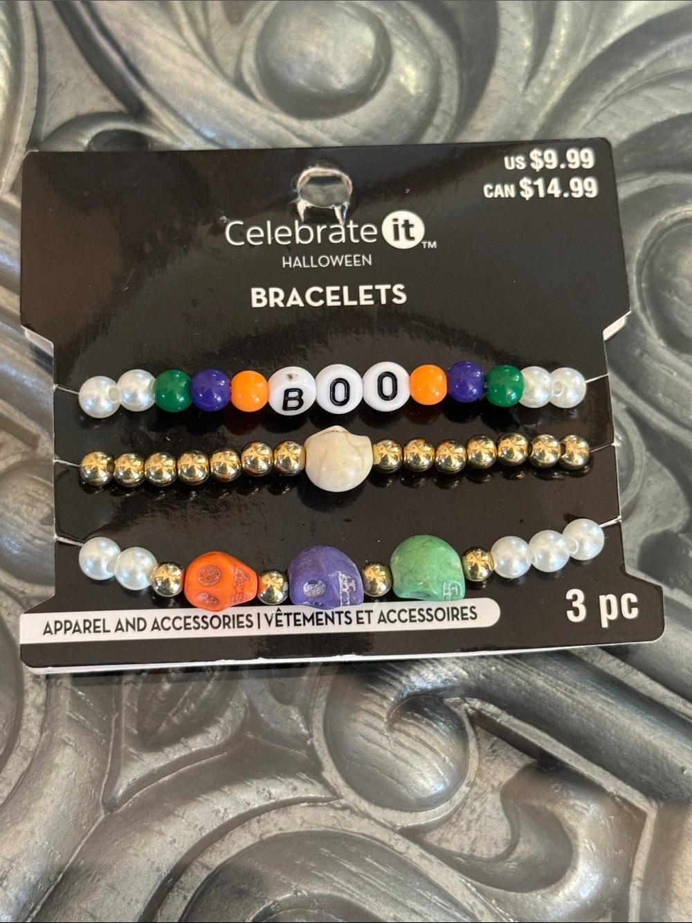 Celebrate It Halloween Bracelet Set 3 Piece BOO Skulls